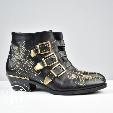 Bottines Susanna en cuir noir et gold p.38 - Chloé Dressingment Votre