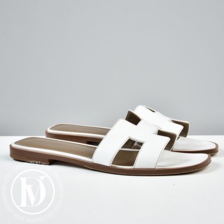 Mules Oran en cuir blanc p.39,5 - Hermès