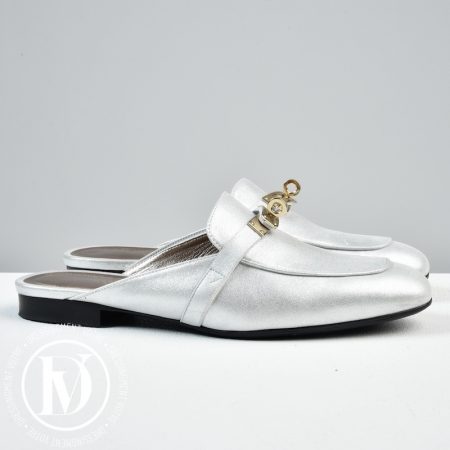 Mules Oz en cuir métallisé p.37,5 - Hermès