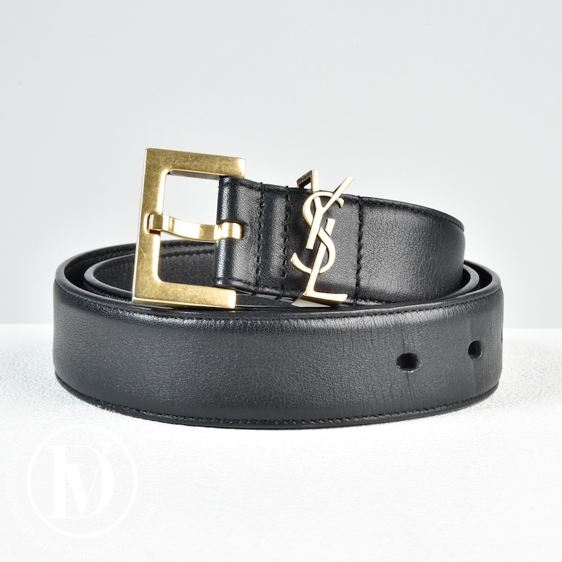 Ceinture Cassandre en cuir noir t.80 - Saint Laurent Dressingment Votre