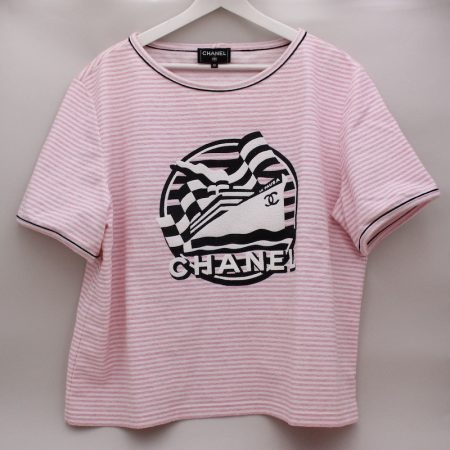 T-shirt marinière "La Pausa" en tissu éponge rose t.50 - Chanel Dressingment Votre