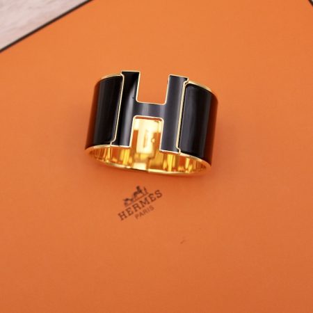 Bracelet Clic Clac en émail noir - Hermès Dressingment Votre