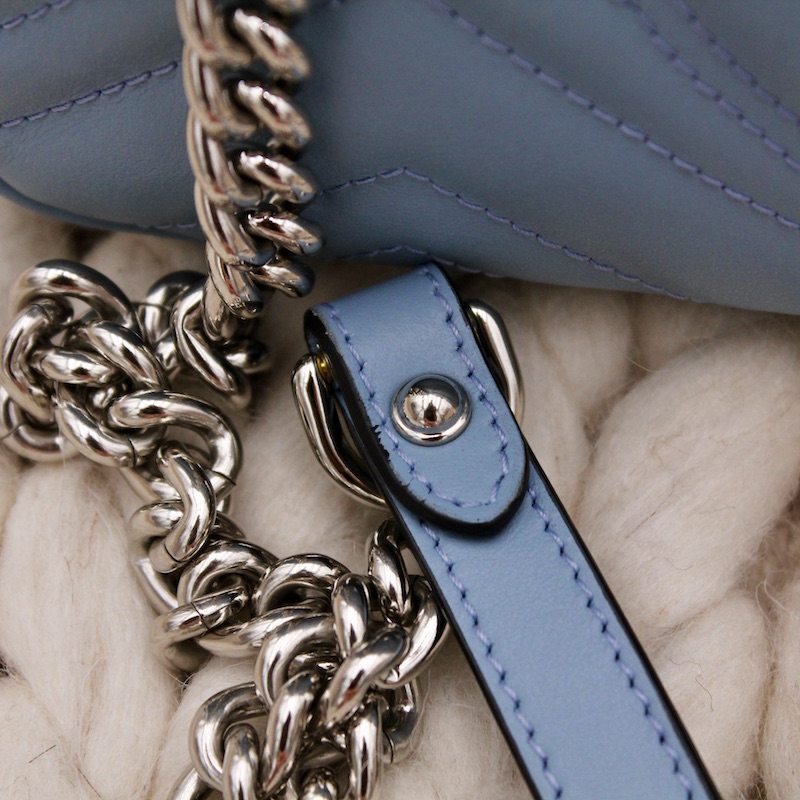 Sac Mini Marmont 22 cm en cuir matélassé bleu - Gucci