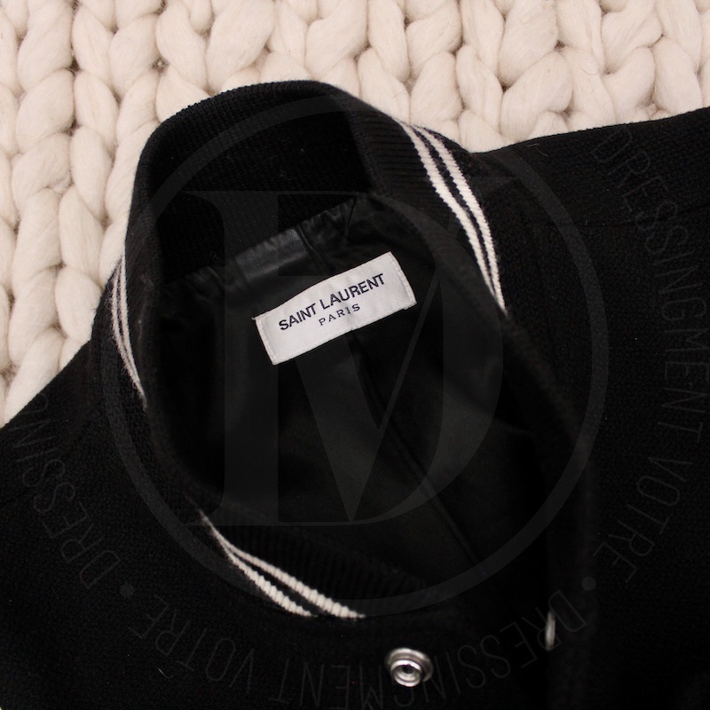 Teddy en laine et cuir noir et blanc t.48 - Saint Laurent Dressingment Votre