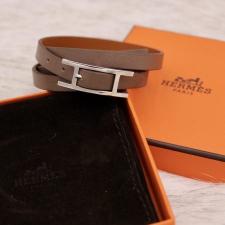 Bracelet Hapi 3 en cuir étoupe - Hermès Dressingment Votre