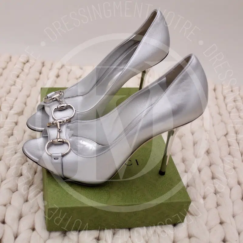 Escarpins Horsebit en cuir argenté p.38 - Gucci Escarpins Horsebit en cuir argenté p.38 - Gucci – Image 3