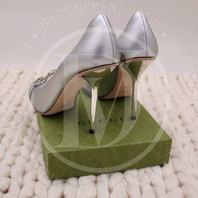 Escarpins Horsebit en cuir argenté p.38 - Gucci Escarpins Horsebit en cuir argenté p.38 - Gucci – Image 4