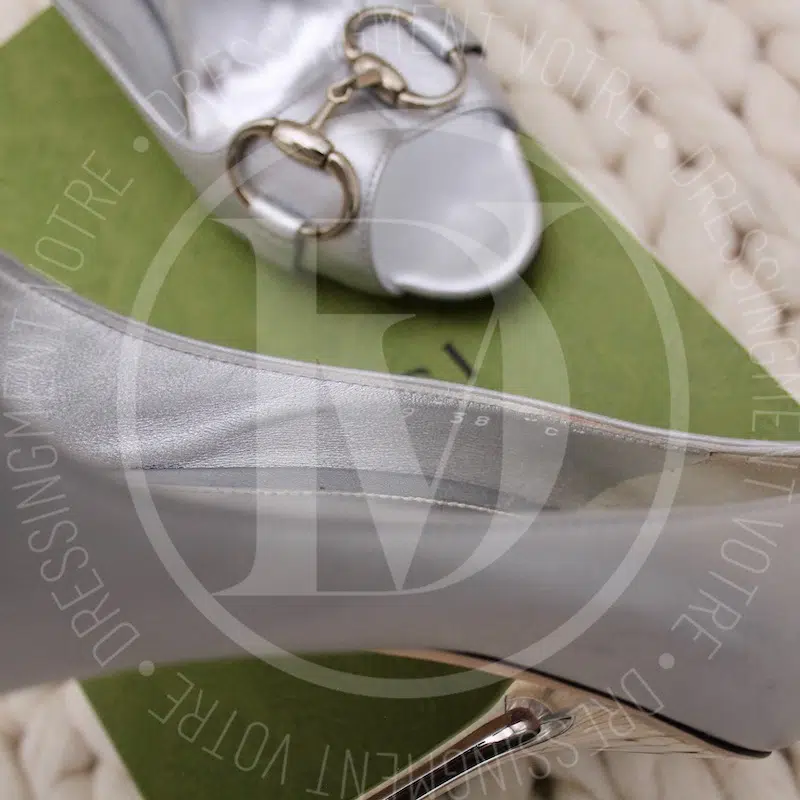 Escarpins Horsebit en cuir argenté p.38 - Gucci Escarpins Horsebit en cuir argenté p.38 - Gucci – Image 9