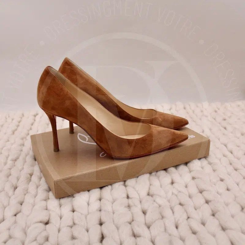 Escarpins New Piaf 85 suède tabac p.38 - Christian Louboutin Escarpins New Piaf 85 suède tabac p.38 - Christian Louboutin – Image 5