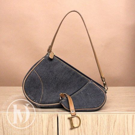 Mini sac Saddle vintage en denim bleu - Dior Dressingment Votre