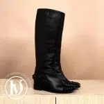Bottes Egoutina Flat Spikes en cuir kid noir - Christian Louboutin Dressingment Votre