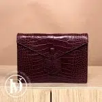 Clutch Y en croco burgundy - Saint Laurent Dressingment Votre