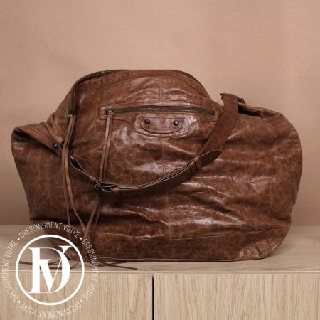 Sac Besace Courrier XL en cuir marron - Balenciaga Dressingment Votre