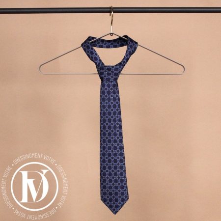 Cravate vintage en soie bleu marine - Hermès
