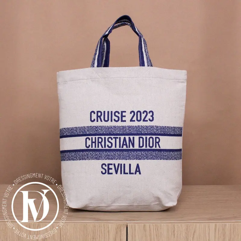 Tote bag Cruise 2023 Sevilla en toile beige et bleu  Dior