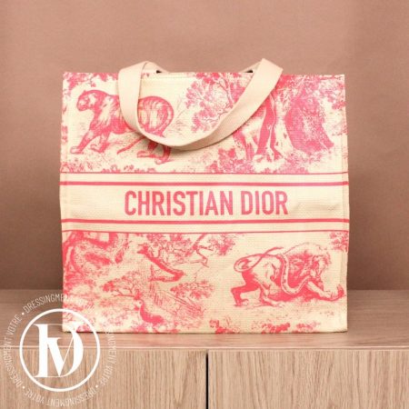Cabas Dioriviera en paille enduite beige et rose - Dior Dressingment Votre