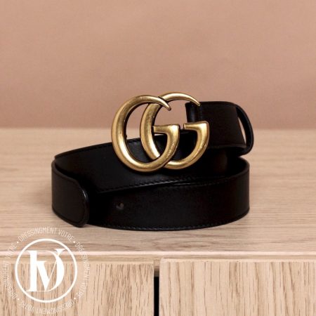 Ceinture GG Marmont en cuir noir t.100 - Gucci Dressingment Votre