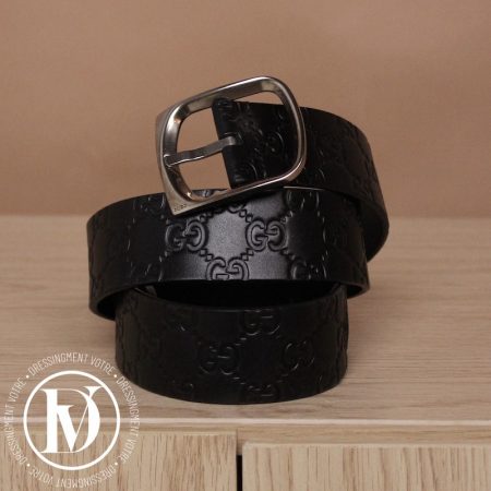Ceinture GG en cuir empreine noir t.85 - Gucci Dressingment Votre