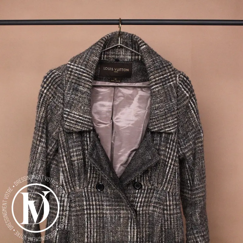 Manteau vintage en tweed gris t.42 - Louis Vuitton