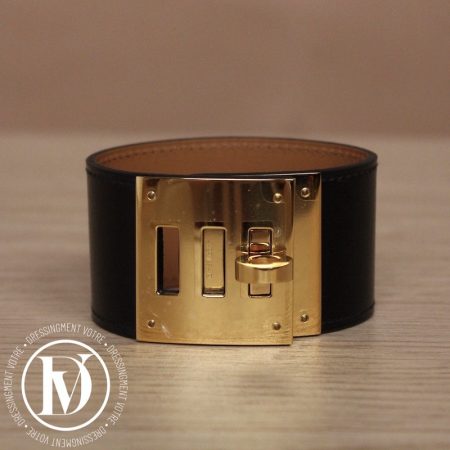 Bracelet Kelly Dog en cuir noir - Hermès Dressingment Votre