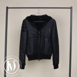 Veste reversible en cuir perforé noir et laine bleu marine t.40 - Chanel Dressingment Votre
