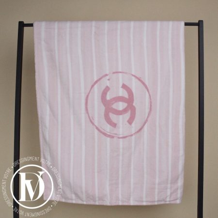 Serviette de bain CC en coton rose - Chanel