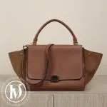 Sac Trapèze en cuir et daim tan - Céline Dressingment Votre