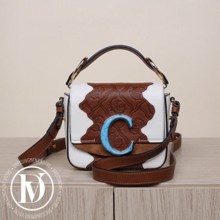 Mini sac C patchwork en cuir bicolore - Chloé