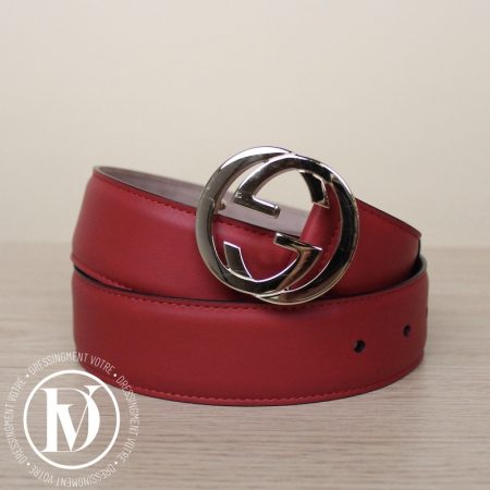 Ceinture Unterlocking en cuir rouge t.85 - Gucci Dressingment Votre