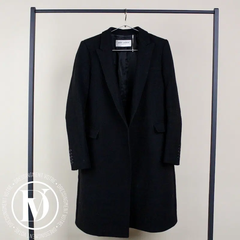 Manteau long en laine noire t.36/38 - Saint Laurent Manteau long en laine noire t.36/38 - Saint Laurent