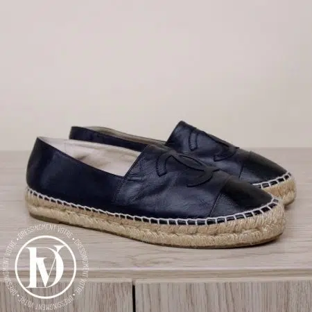 Espadrilles en cuir bleu marine et noir p.37 - Chanel Espadrilles en cuir bleu marine et noir p.37 - Chanel Dressingment Votre