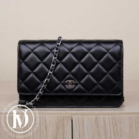 Sac Wallet On Chain (WOC) en cuir noir - Chanel Dressingment Votre