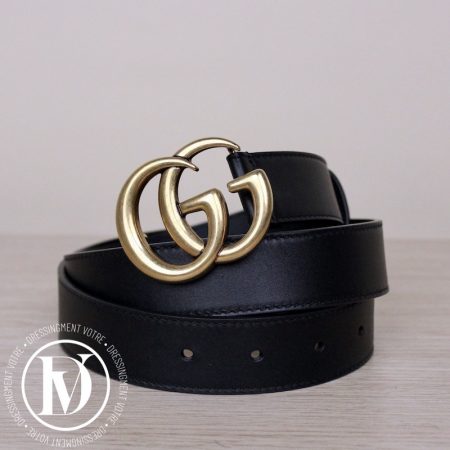 Ceinture GG Marmont en cuir noir t.85 - Gucci Dressingment Votre