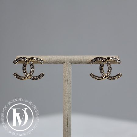 Boucles d'oreilles CC torsadée en métal doré - Chanel Dressingment Votre