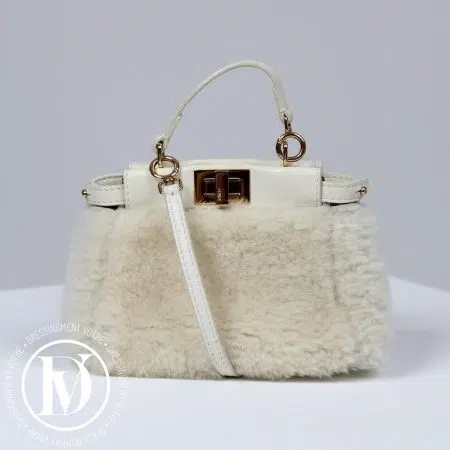 Sac Micro Peekaboo en cuir et mouton crème - Fendi Sac Micro Peekaboo en cuir et mouton crème - Fendi Dressingment Votre