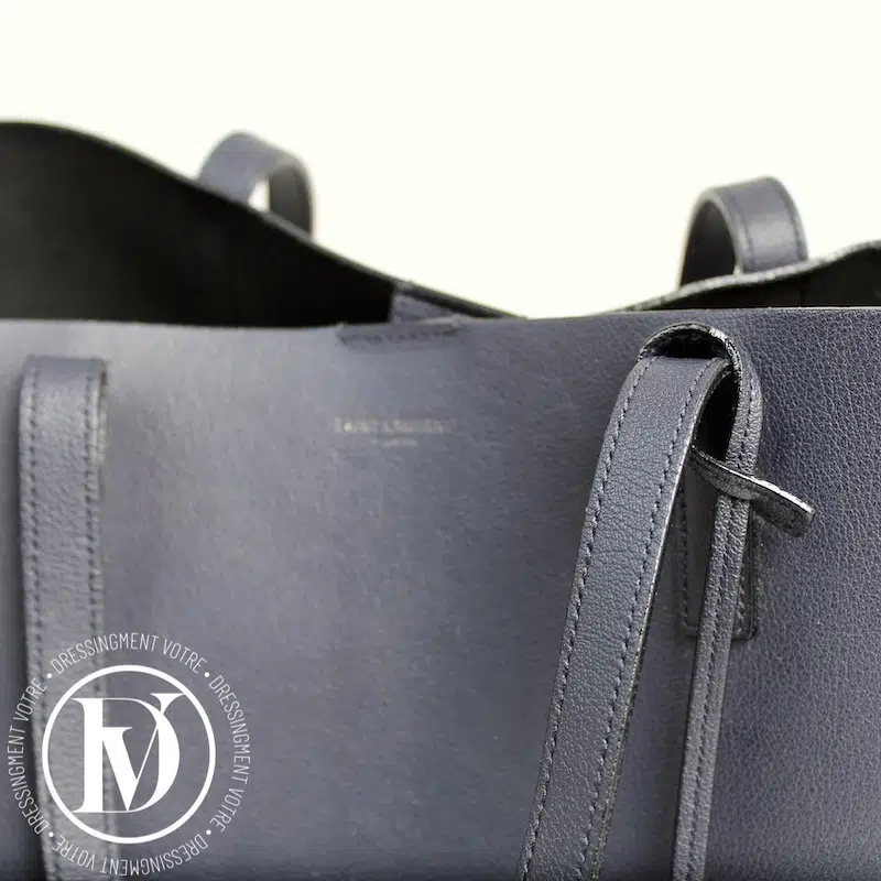 Cabas Shopping en cuir bleu marine - Saint Laurent Cabas Shopping en cuir bleu marine - Saint Laurent – Image 2