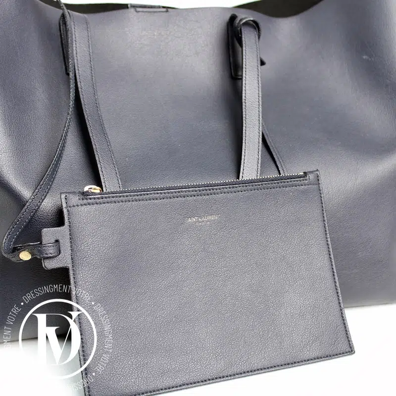 Cabas Shopping en cuir bleu marine - Saint Laurent Cabas Shopping en cuir bleu marine - Saint Laurent – Image 10