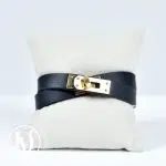 Bracelet mini Kelly double tour en cuir noir t.1 - Hermès Dressingment Votre