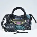Sac City Graffiti small en cuir noir - Balenciaga Dressingment Votre