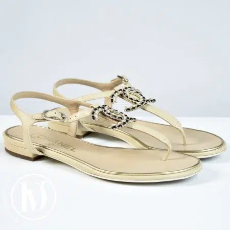 Sandales CC en cuir beige p.36 - Chanel Sandales CC en cuir beige p.36 - Chanel Dressingment Votre