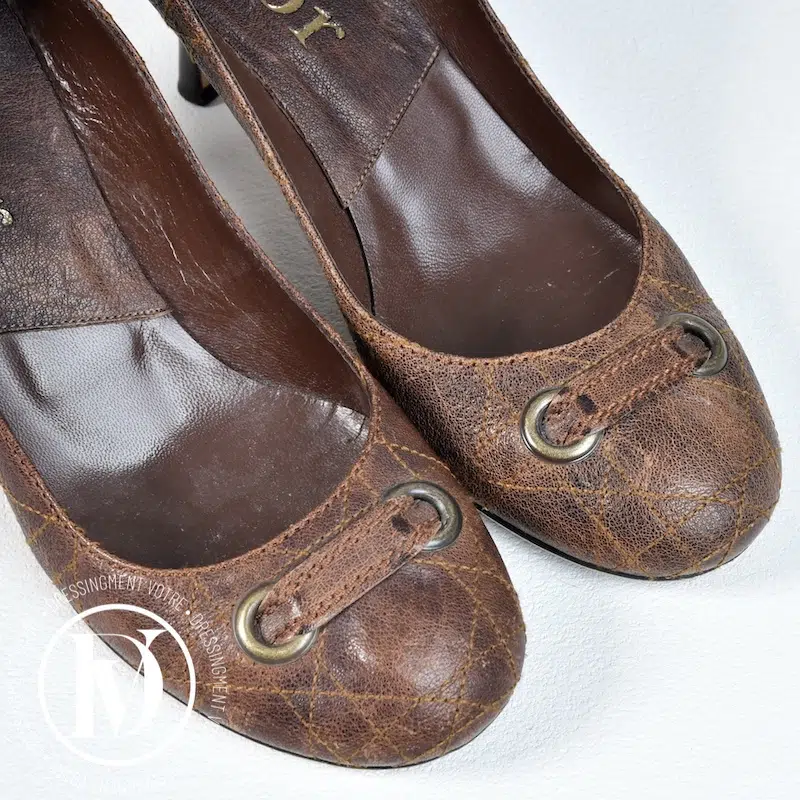 Escarpins vintages en cuir marron p.37,5 - Dior Escarpins vintages en cuir marron p.37,5 - Dior – Image 2