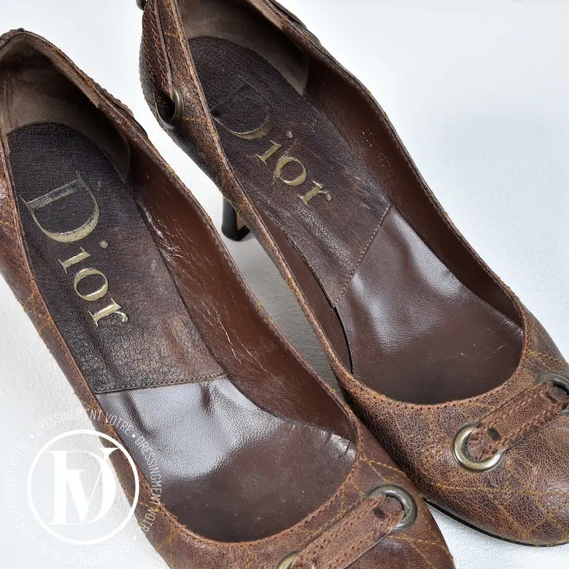 Escarpins vintages en cuir marron p.37,5 - Dior Escarpins vintages en cuir marron p.37,5 - Dior – Image 3