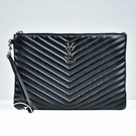 Pochette chevrons en cuir noir - Saint Laurent Pochette chevrons en cuir noir - Saint Laurent Dressingment Votre