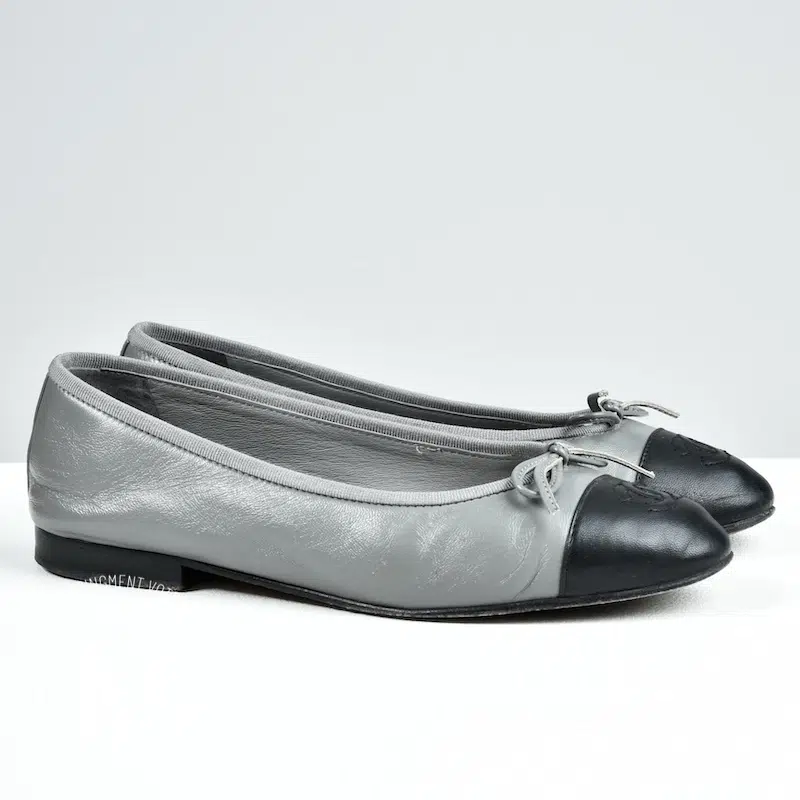 Ballerines CC en cuir gris p.36 - Chanel Ballerines CC en cuir gris p.36 - Chanel
