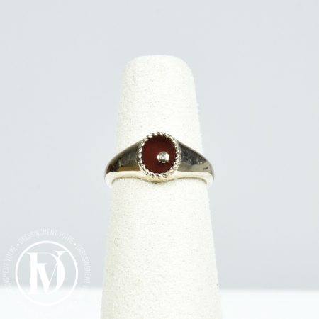 Bague baby chevalière en or jaune & agate rouge t.48 - Yvonne Léon Dressingment Votre