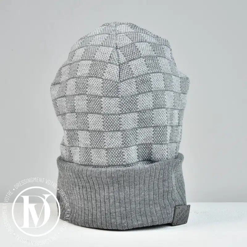 Bonnet Néo petit damier en laine gris - Louis Vuitton Bonnet Néo petit damier en laine gris - Louis Vuitton