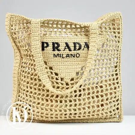 Cabas en crochet façon raphia beige - Prada Cabas en crochet façon raphia beige - Prada Dressingment Votre