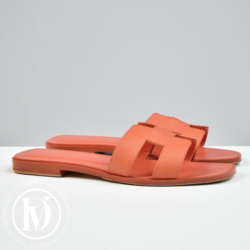 Mules Oran en cuir Epsom orange p.39 - Hermès Mules Oran en cuir Epsom orange p.39 - Hermès