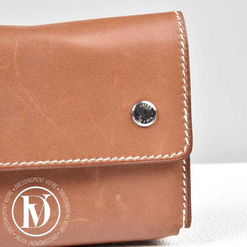 Petite pochette en cuir marron clair - Hermès Petite pochette en cuir marron clair - Hermès – Image 2