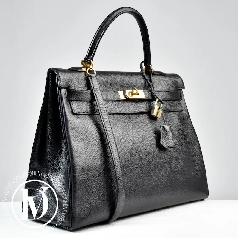 Sac Kelly 40 retourné en cuir Ardennes noir - Hermès Sac Kelly 40 retourné en cuir Ardennes noir - Hermès – Image 2